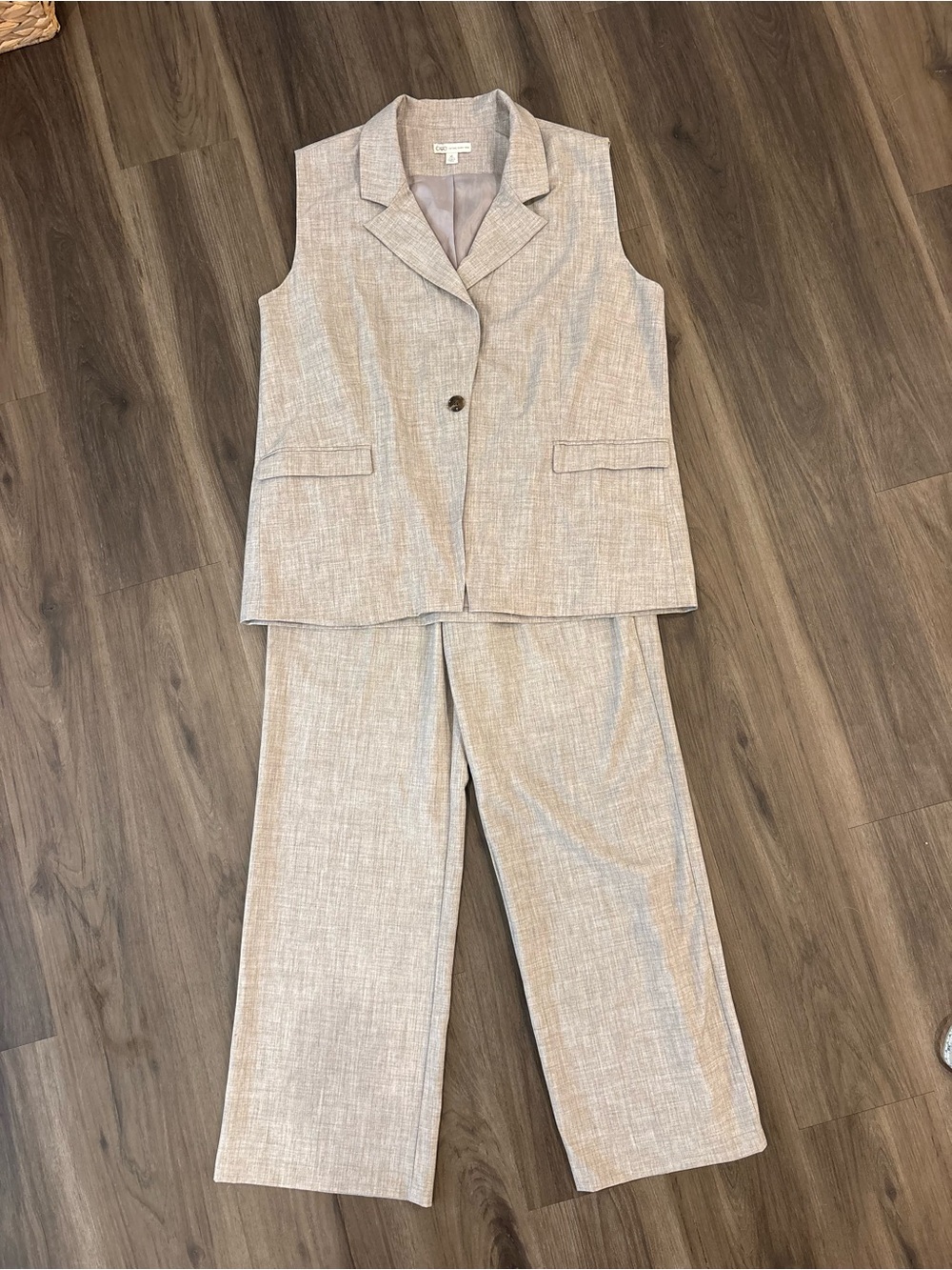 Cato Sleeveless Pant Suit in Light Taupe